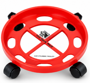 Heavy Duty Gas Cylinder Trolley with 360° Wheels | Premium LPG Cylinder Stand | Movable Cylinder Roller Base | Multipurpose Stand for LPG Cylinder, Plant Pots & Kitchen Containers (Red)