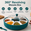 QForge 360° Rotating Masala Box | Airtight 7-Compartment Spice Organizer