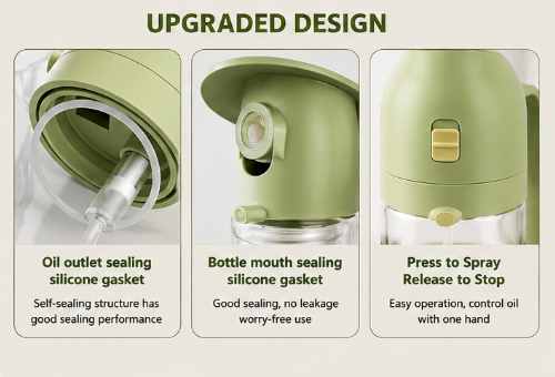 QForge 2-in-1 Glass Oil Sprayer & Dispenser Bottle | Food-Grade Olive Oil Spray Bottle with Pour Spout | Leakproof Kitchen Oil Mister for Air Fryer, BBQ, Salad, Baking & Cooking